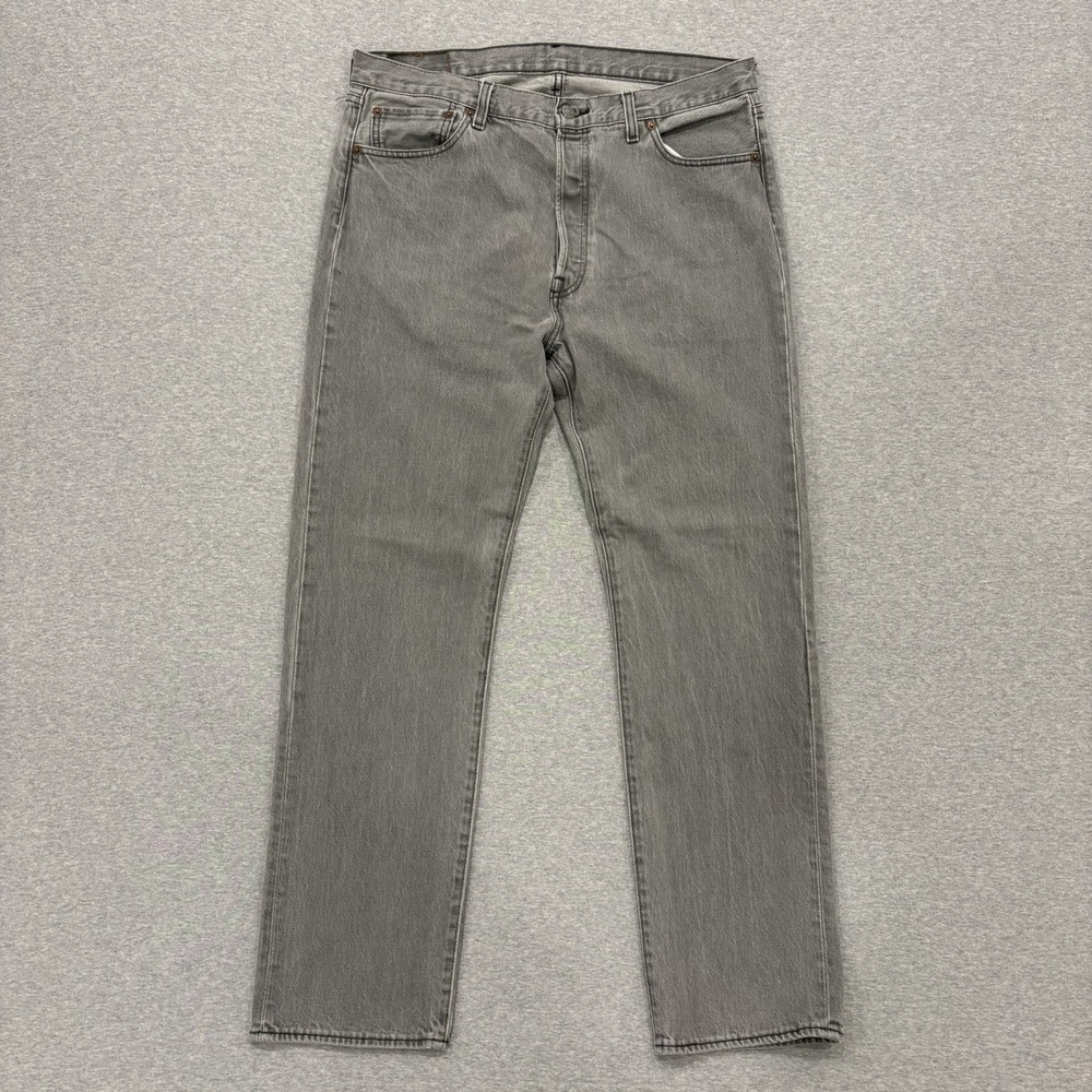 Levi's 501 Jeans Mens Size 36x32 Gray Straight Leg Denim Button Fly Original Fit